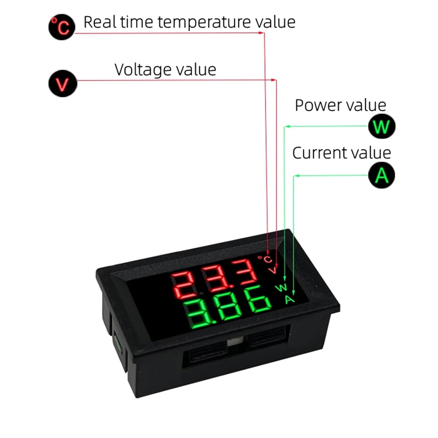 DC 100V 10A Voltmeter Ammeter Blue + Red Amp Dual Digital Volt Meter Gauge 1Pcs(1 M Sensor A)