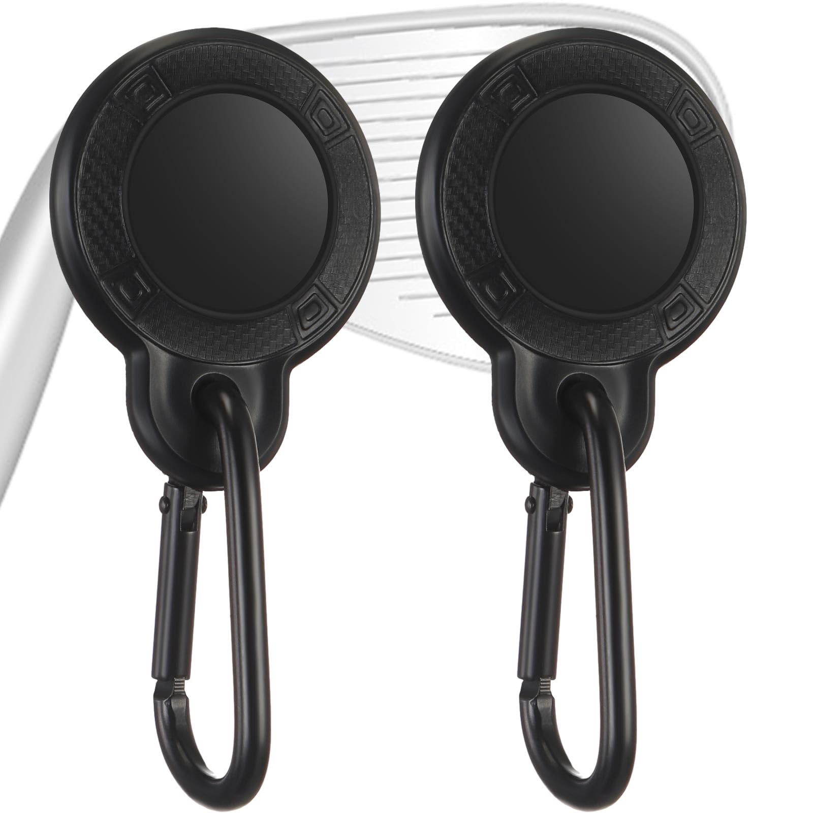 RoundFunny 2 Pcs Magnetic Golf Towel Clip Removable Magnetic Clip for Golf Towel Securely for Cart Bag Golf Club Bag Accessories for Golf Lovers, Black