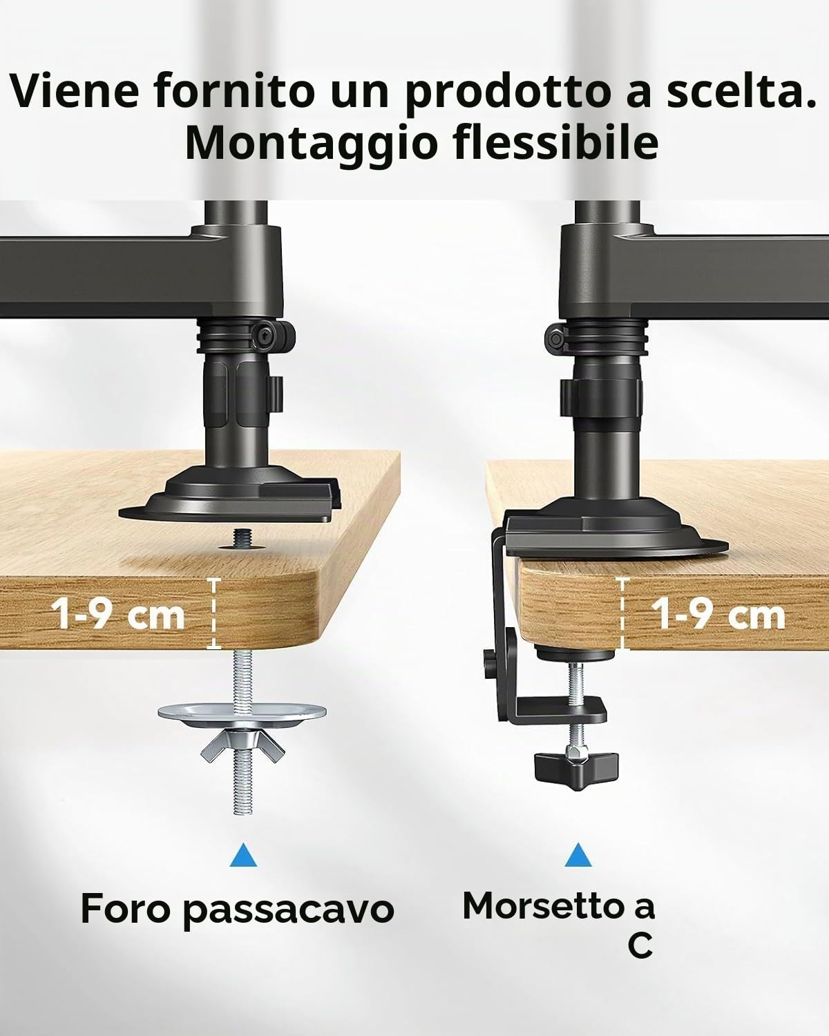 HUANUO Supporto schermo PC 2 schermo da 13 a 32 pollici, braccio per schermo PC regolabile in altezza, braccio schermo PC a movimento completo supporto VESA 75 x 75/100 x 100 mm