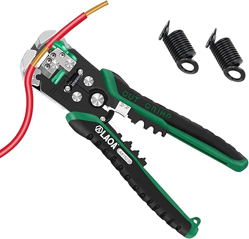 Herramienta pelacables, pelacables, cortador automático de cables, ajuste de 8 AWG a 26 AWG con resortes, herramientas de pelado de cables