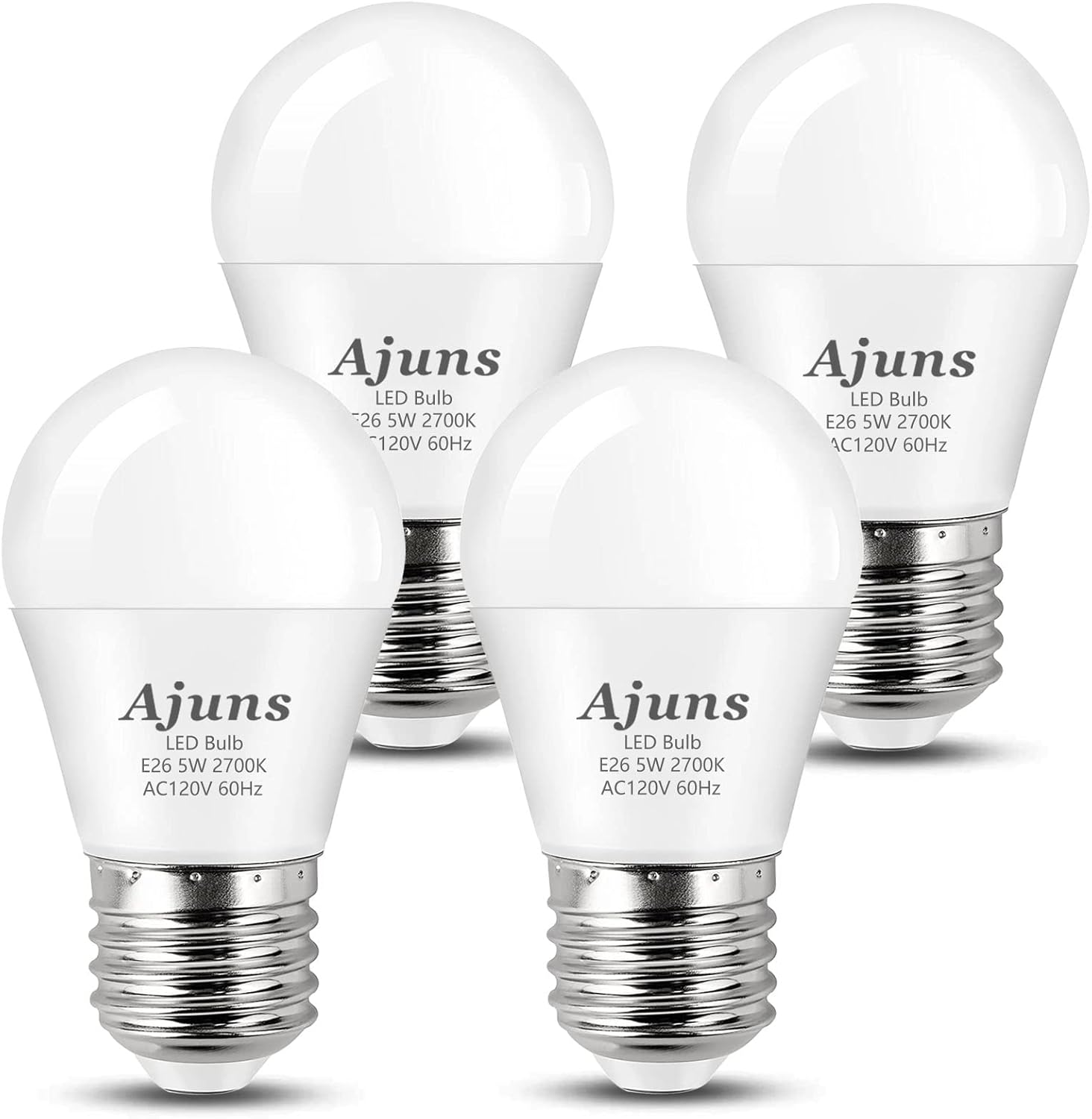 LED Bulb 5W Equivalent 40W 120V Light Bulb Ceiling Fan Light Bulbs, Warm White 2700K A15 LED Energy Saving Bulb, E26 Base Not Dimmable 4 Pack