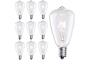 SUNSGNE 10-Pack Edison Replacement Light Bulbs, E12/C7 Candelabra Base ST38 Bulbs for String Lights