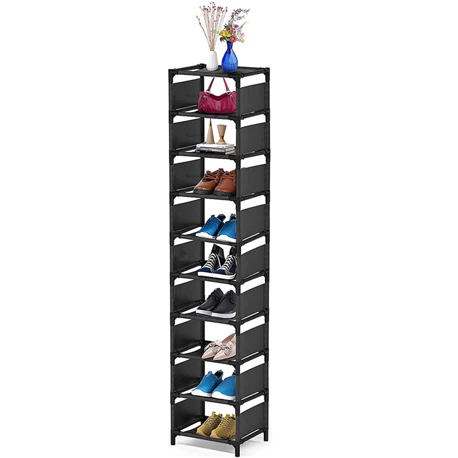 Scarpiera a 10 ripiani, organizer salvaspazio portatile per casa, ingresso e porta, supporto per scarpe fai da te, ideale per qualsiasi ingresso o armadio