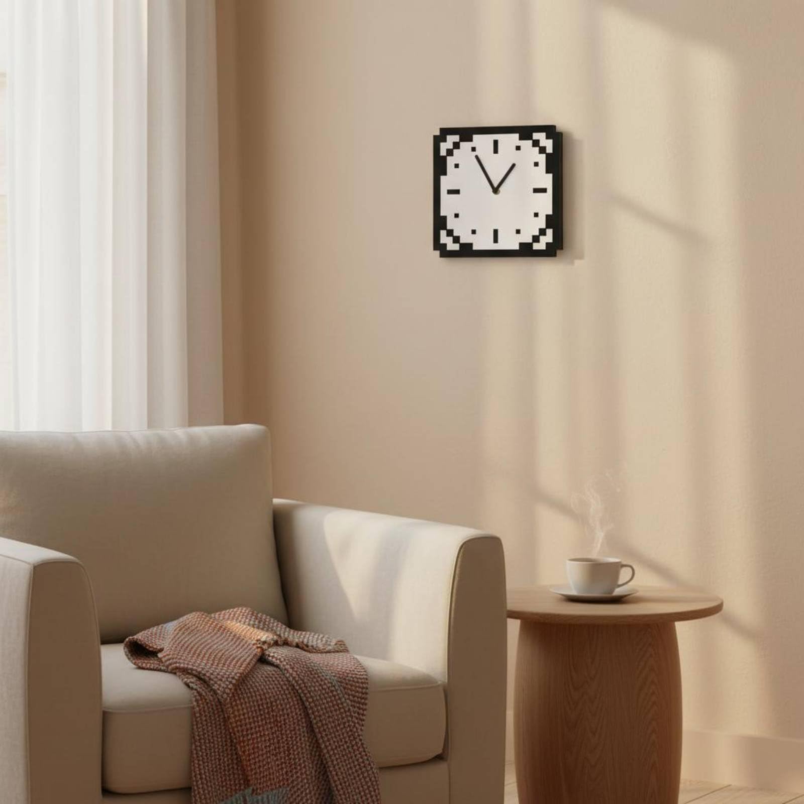 Baoblaze Reloj Pared Acrílico con Acabado y Estéa Pixelada para coración Sala Estar Dormitorio Oficina O Entretenimiento Estilo Retro y Contemporáneo