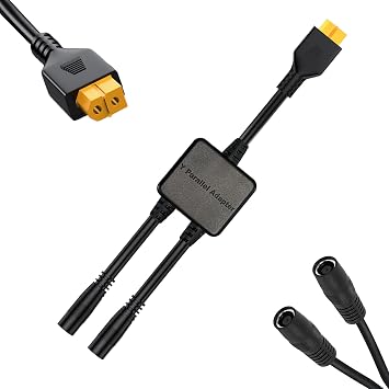 DC 8mm to XT60 Connector, 8mm Y Parallel Adapter, Extension Cable with Reverse Current Protection, DC 8mm to XT60 Y Splitter for Lipo Battery Pack EFDELTA River Portable Power Station