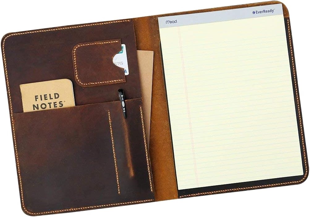 Distressed Leather large legal pad A4 document portfolio writing case/vintage refillable leather organizer notebook cover case - NA4005S