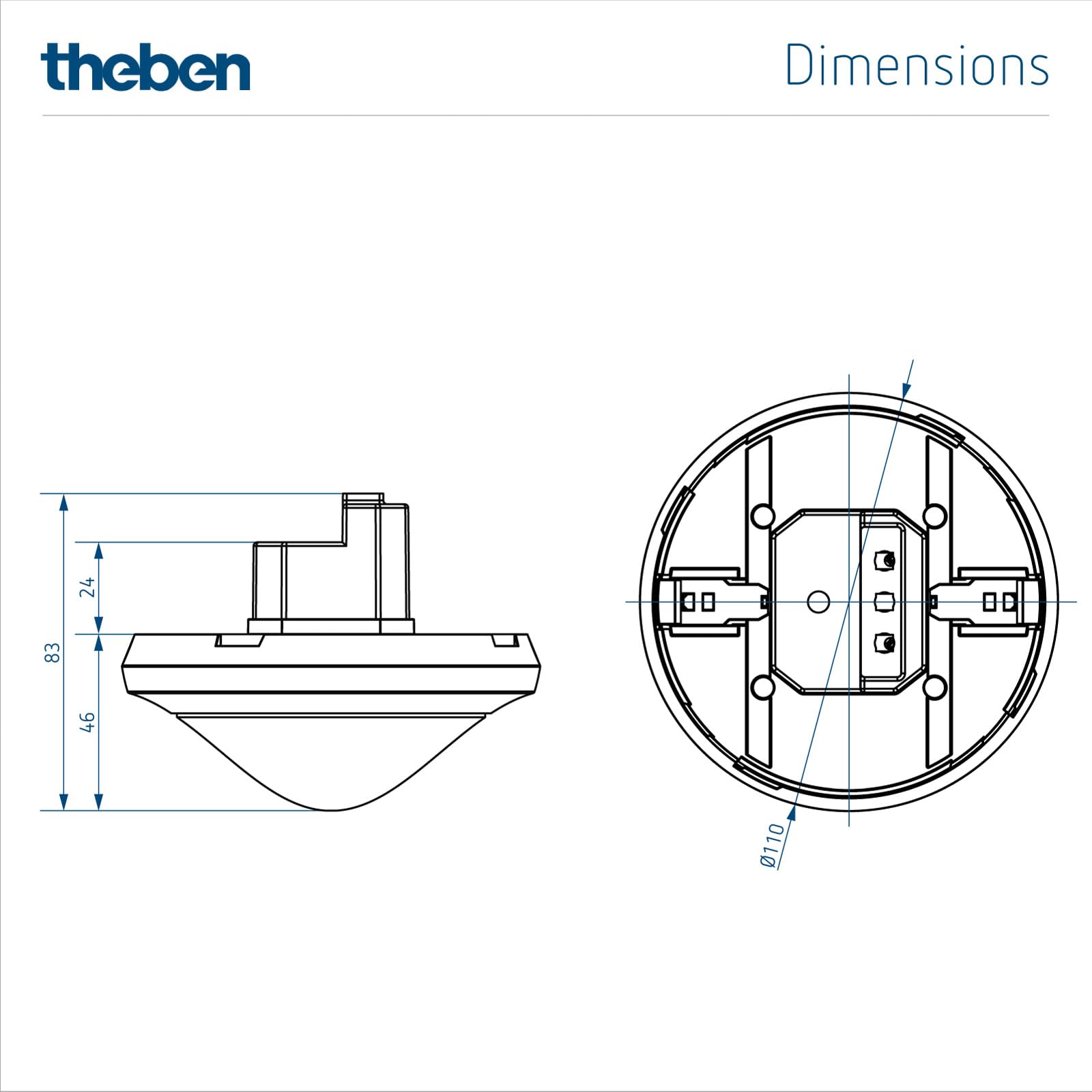 Theben 2080530 theRonda S360 Slave UP WH Detector de Presencia Secondary | empotrado en techo, versiónesclavo para theRonda-Maestro, zona detección redonda 360°, 8 m/50 m², blanco