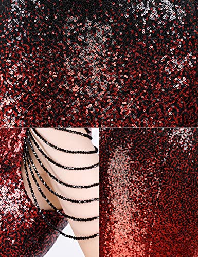 Image of Women 1920s Plus Size Formal Dress Tassels Sleeve Sequins Gatsby Maxi Evening Gown