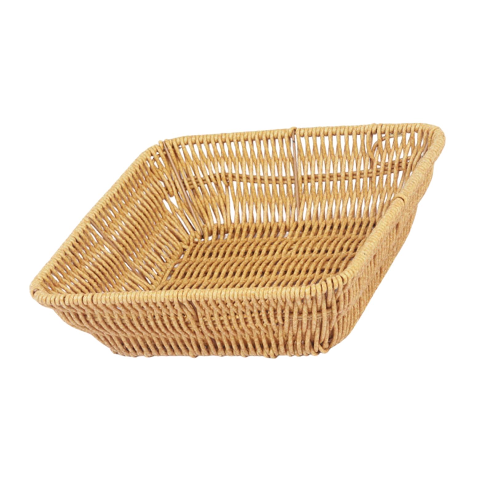 Xinsheinelry Woven Imitation Rattan Fruit Basket for Home Use Multipurpose Serving for Parties Gatherings Daily Snacking Rattan Fruit Basket Rectangular Serving Tray