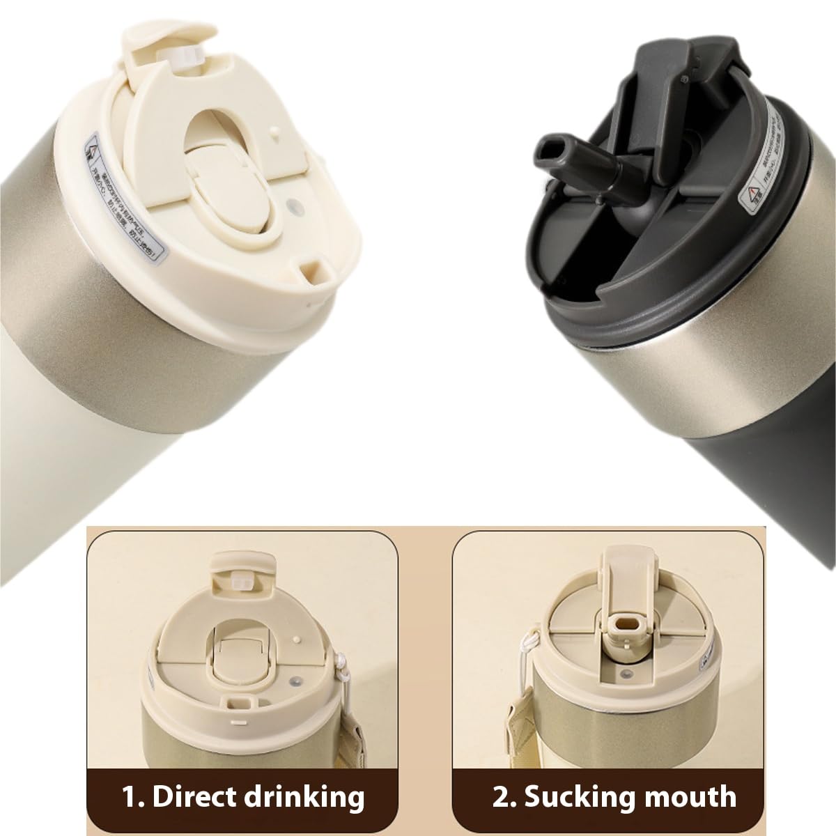 Kubek podróżny ze stali nierdzewnej, 500 ml, izolowany próżniowo kubek do kawy z szczelną pokrywką i słomką, kubek termiczny z podwójną ścianką do gorących i zimnych napojów, przenośny i przyjazny dla
