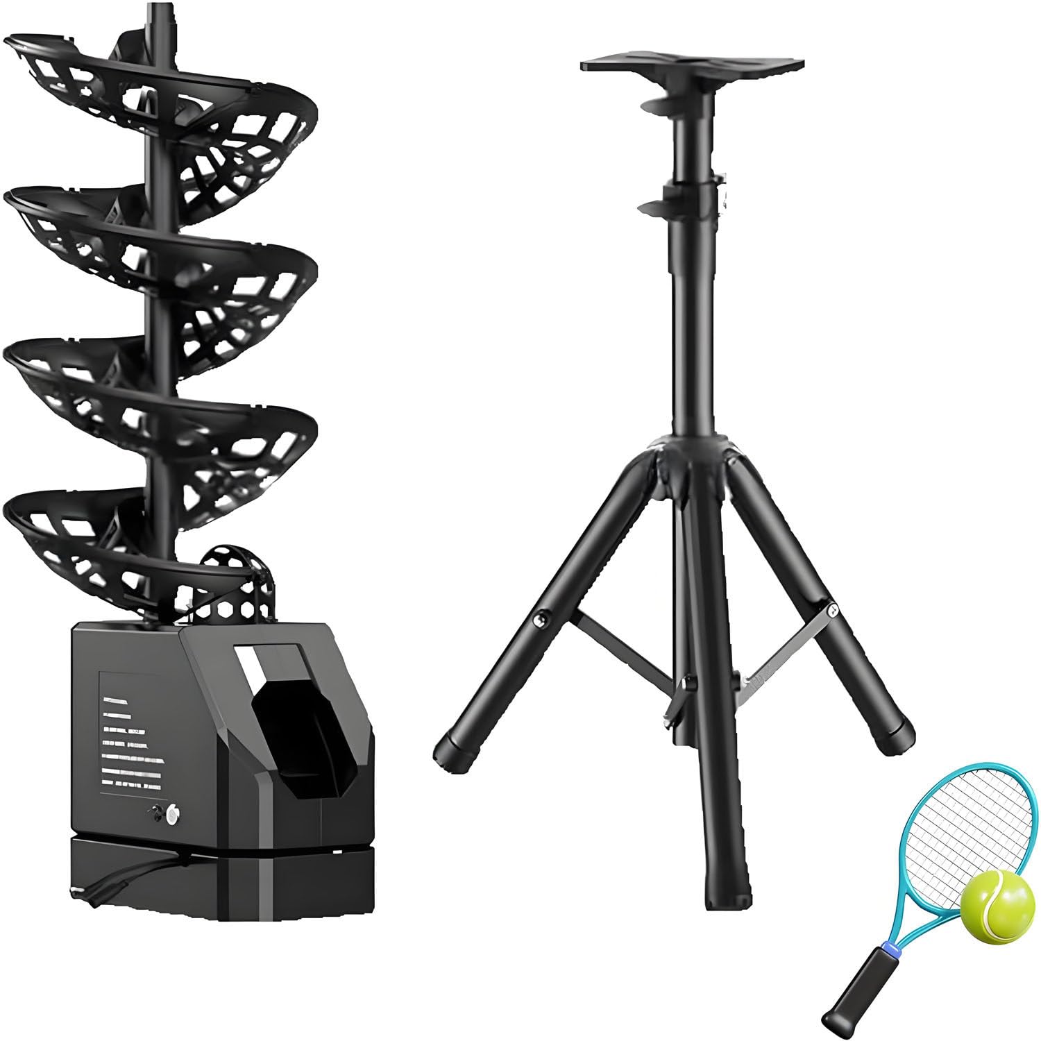 Macchina Servizio Tennis Portatile Altezza 60-105cm Telecomando | Treppiede regolabile per esercizi vari. Ideale per palestre e campi da tennis.
