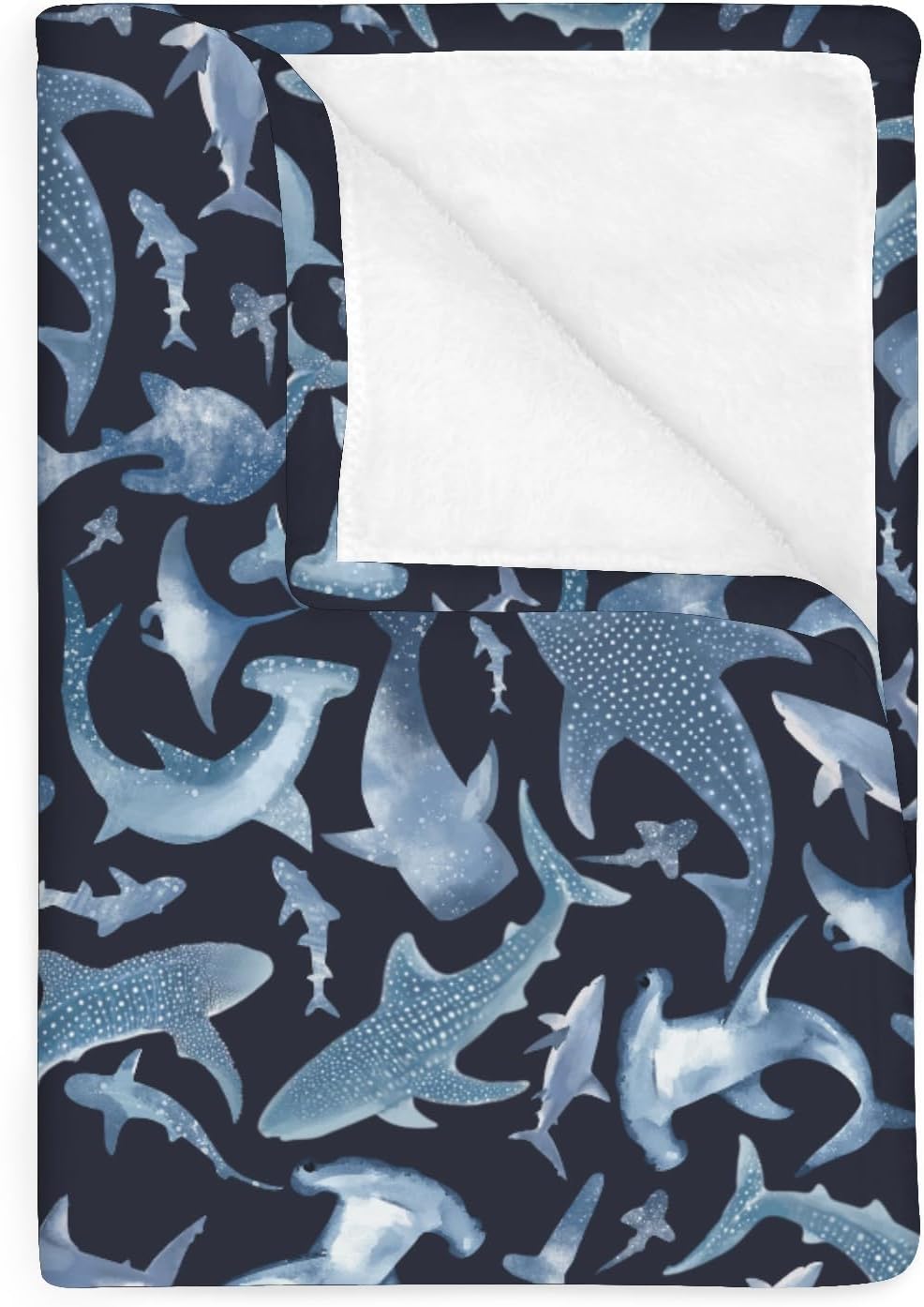 Blue Sharks Baby Blankets for Boy Girl Sea Ocean Animal Soft Flannel Swaddle Receiving Blankets for Infant Toddler Crib Stroller Shark Lovers Gift Nursery Bed Blankets Playmat 60x80inch