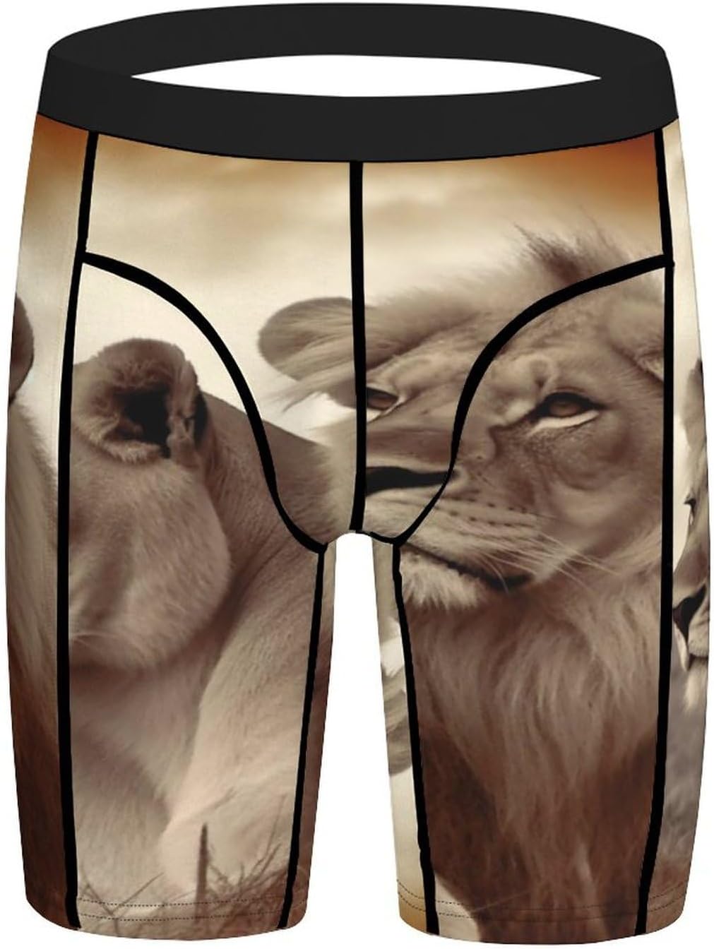 African Lion and Lioness Compression Shorts Men Spandex Sport Shorts Workout Performance Baselayer Underwear