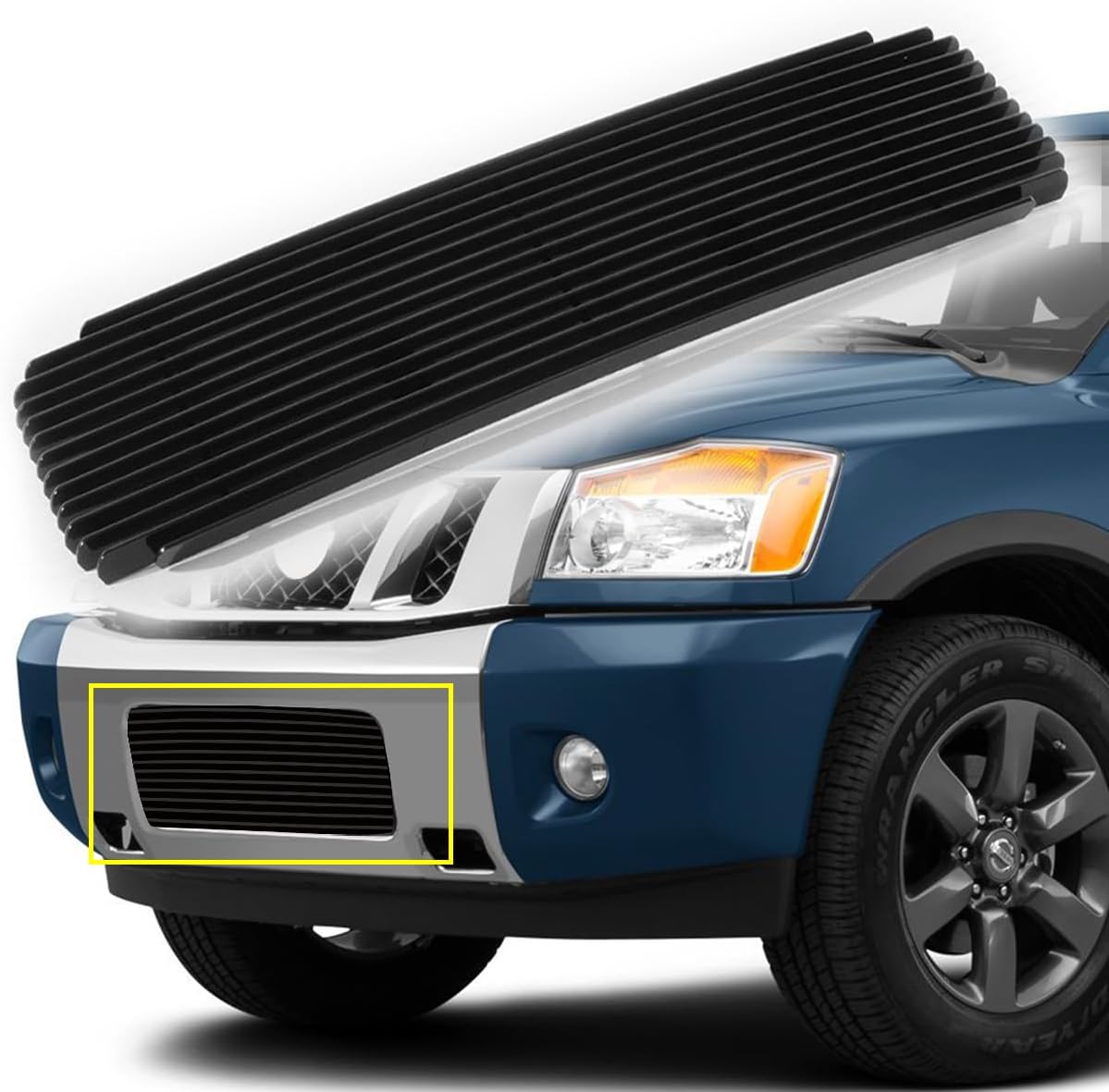 Black Lower Bumper Grill Grille Fits 2004-2015 Nissan Titan/04-07 Armada Billet Front Grille Insert