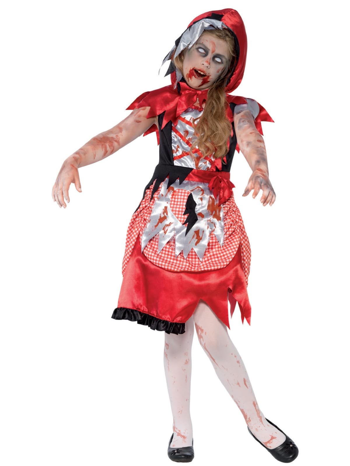 Smiffys Kinder Zombie Miss Hood Kostüm, Kleid und Kapuzencape, Größe: L, 44285