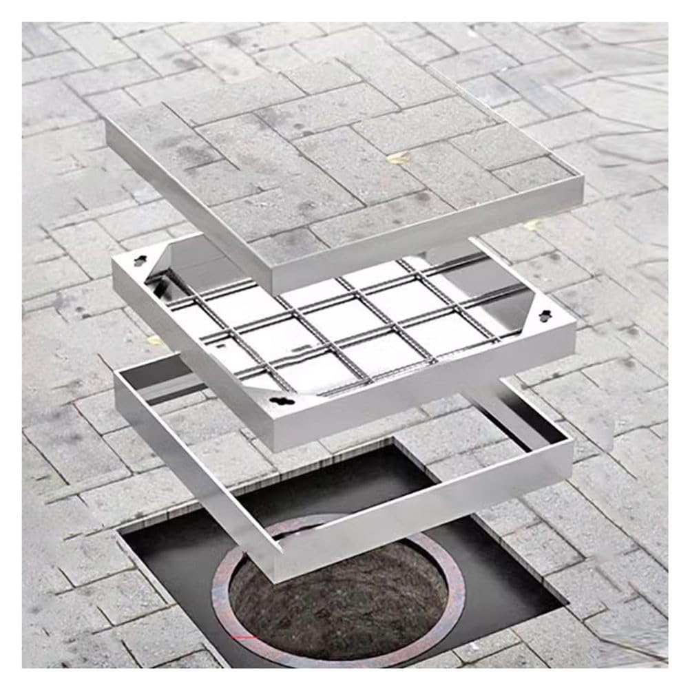 Heavy-Duty Square Drain Cover - 34"x22" (86x56 cm) Invisible Flush Lid for Sewage and Septic Systems, Durable Commercial-Grade Flat Access Cover