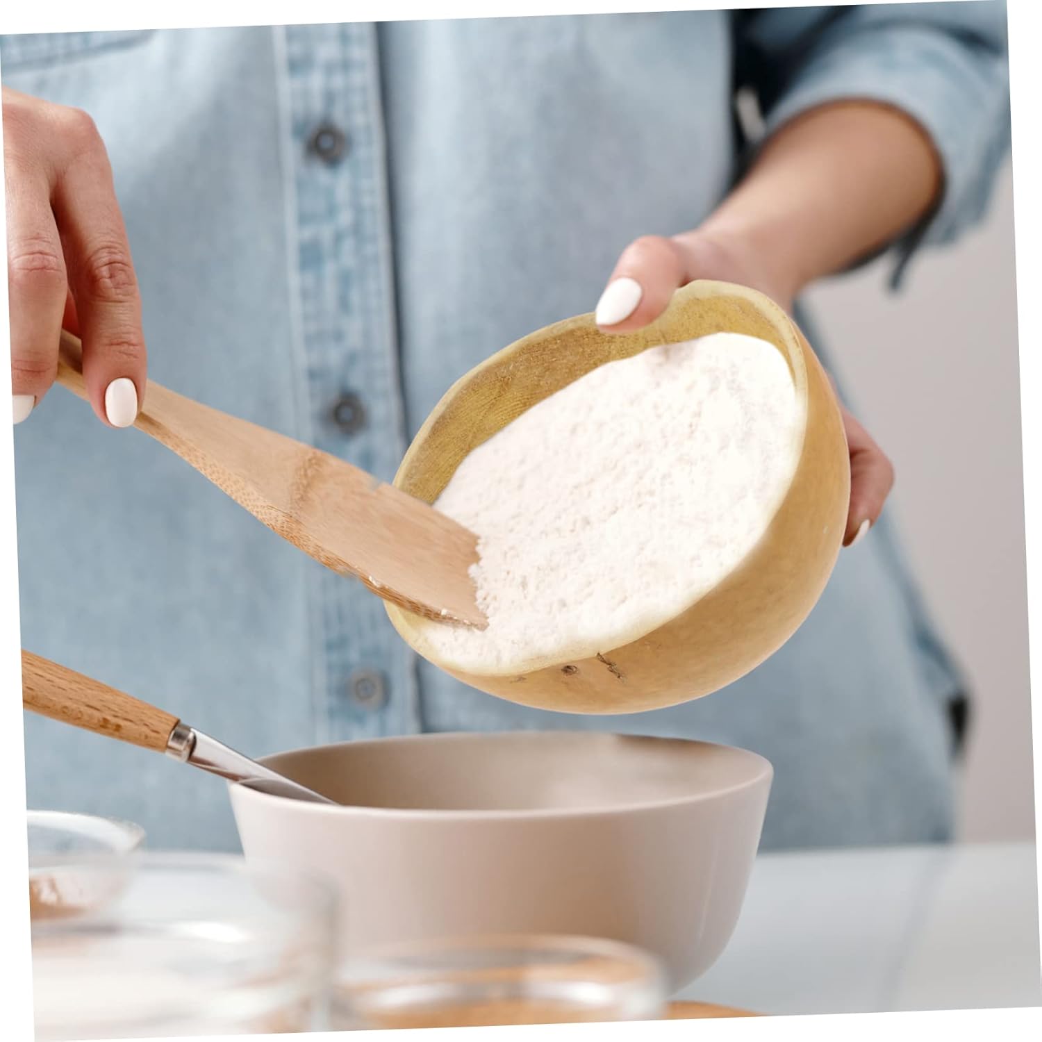 3pcs Natural Gourd Water Scoop Multipurpose Kitchen Tool for Serving Water and Soup Lightweight and Gourd Ladle Approx for Home and Restaurant Use