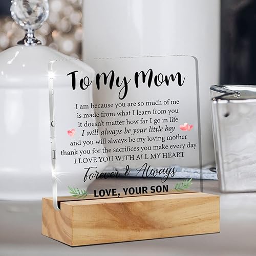 Miniatura 5 de Regalo para madre, regalo de agradecimiento para mamá, regalo de hijo a mi mamá, decoración de escritorio, placa de acrílico floral con soporte de