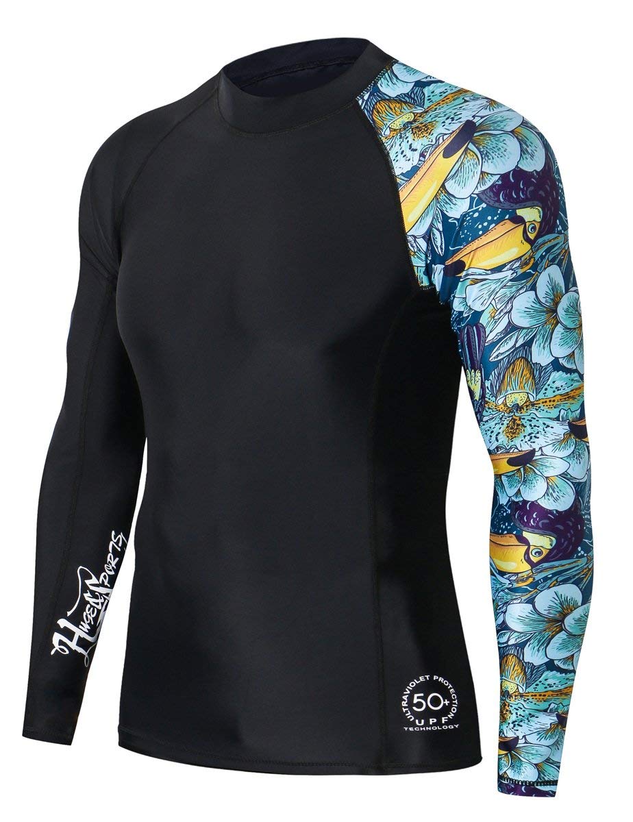 ADOREISMMen's Rash Guard Long Sleeves UPF 50+ Sun Protection Compression Swim Shirts for Men (HeyToucan, L)