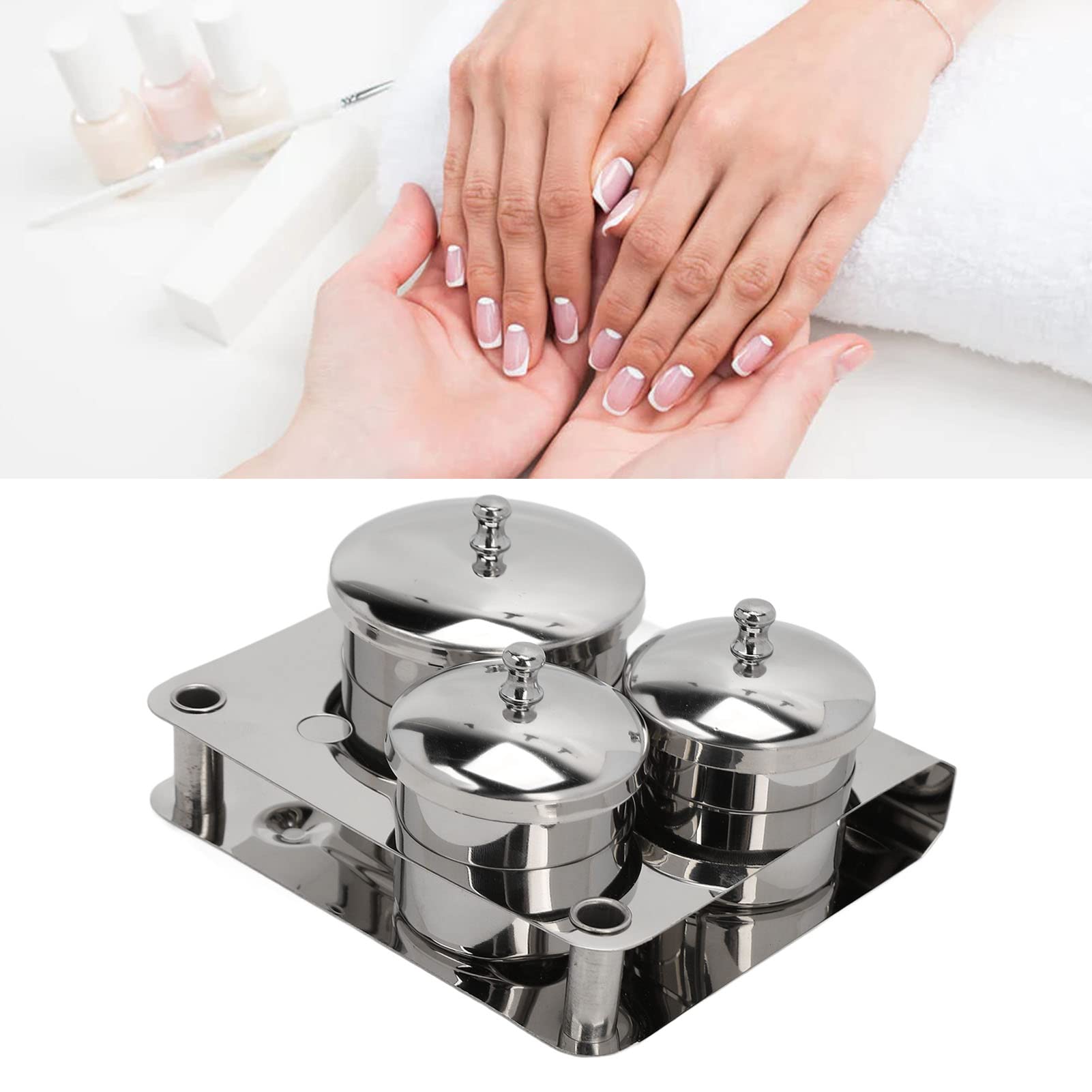 Nail Art Equipment Cup Bowls, Nail Art Stainless Steel Cup Stainless Steel Thickening Nail Powder Container With Lid For Beauty Salon Manicure