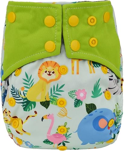 Pañal de tela de bolsillo para bebé, refuerzos dobles, reutilizable, lavable, 8 lbs-36 lbs (animales del zoológico)