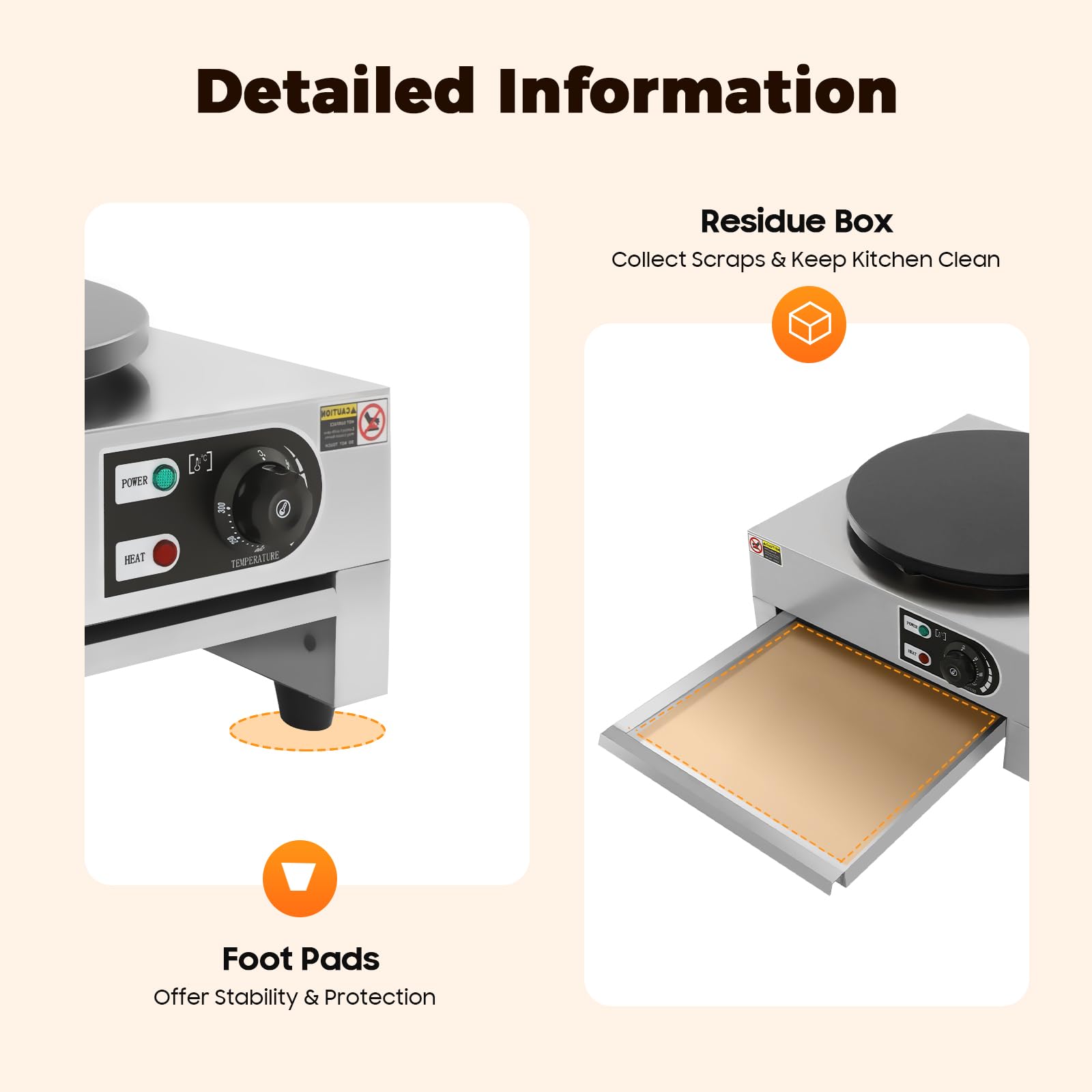 Appareil à crêpes 220V 3000W Crepegerät, Crepesmaker 50-300°C – avec plaque de grill et spatule, appareil professionnel pour crêpes et tortillas (diamètre 40cm) avec revêtement antiadhésif