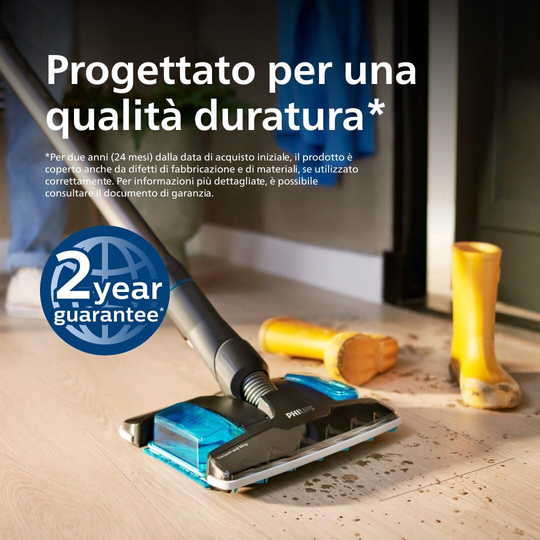 Philips Aspirapolvere Cordless Serie 8000 Pet, Aspirazione Superiore, 80 Minuti di Autonomia, Riconoscimento del Pavimento, Smart Display, Spazzola a LED, Filtrazione antiallergica (XC8055/01)