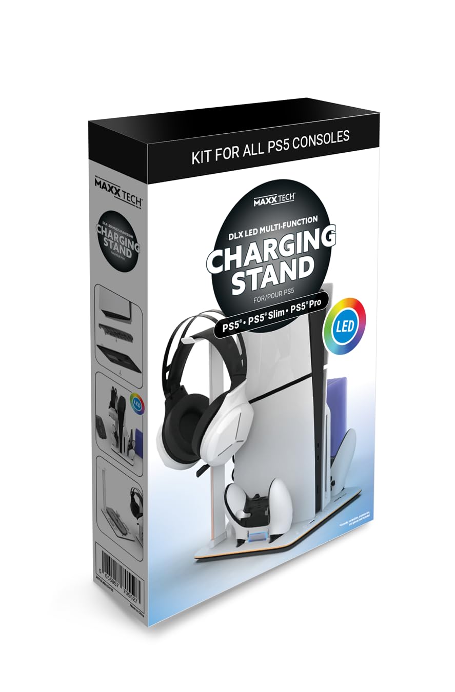 Supporto di ricarica sottile per PS5 Konsolenhalterung – LED-Beleuchtung – Controller-Aufladung – Kühlung – Aufbewahrung