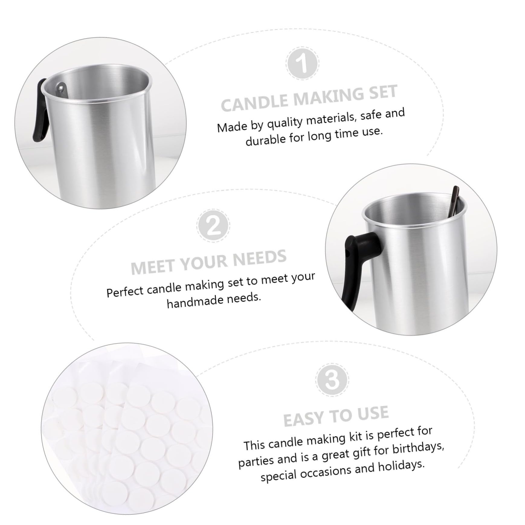 DOITOOL Kits para Hacer Velas de Acero Inoxidable, Capacidad 3 L, 1 Set