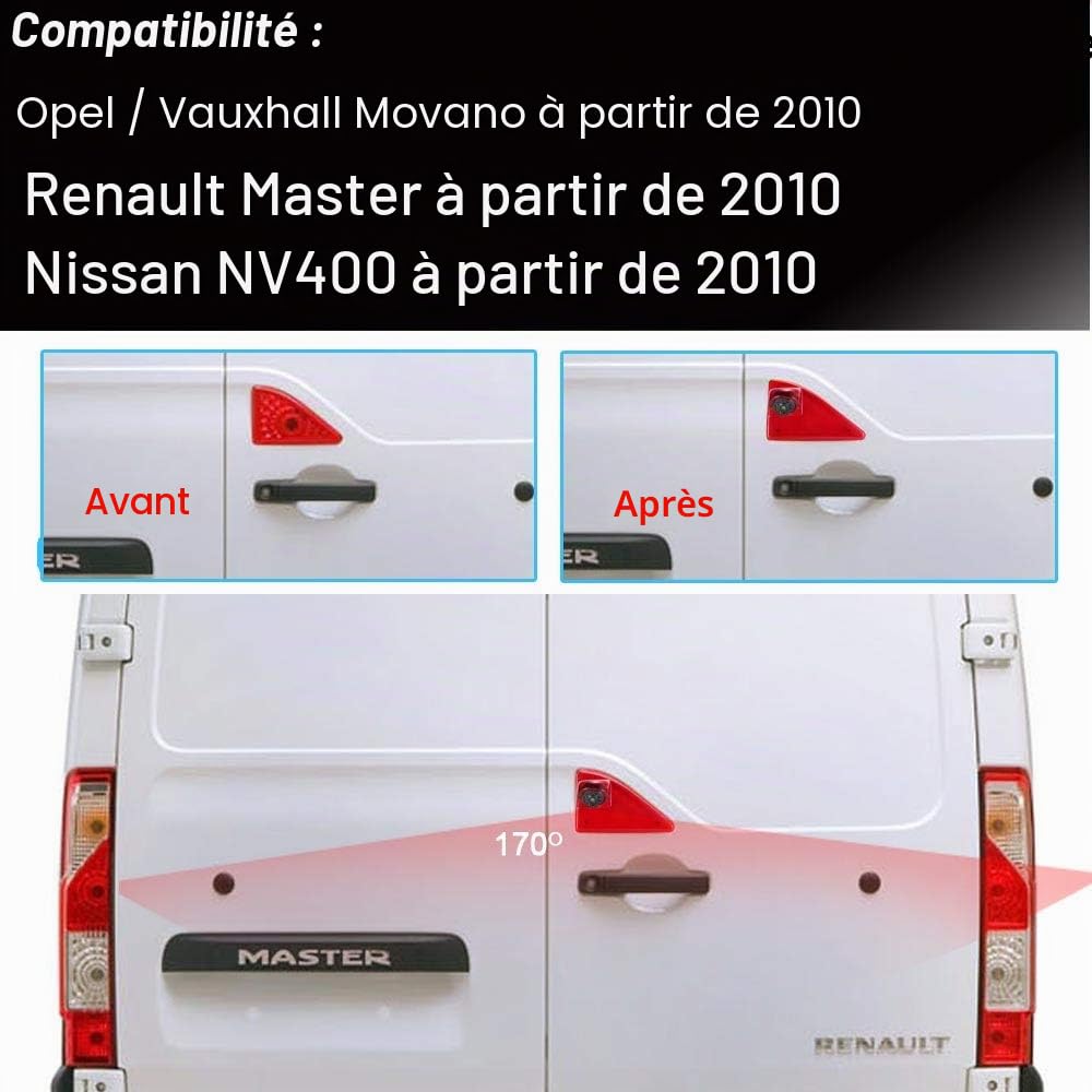 Vue Arrière de Voiture Caméra Lampe de Frein Lumière de Frein Caméra de recul pour Opel Vauxhall Movano AB 2010/Renault Master AB 2010/ Nissan NV400 AB2010