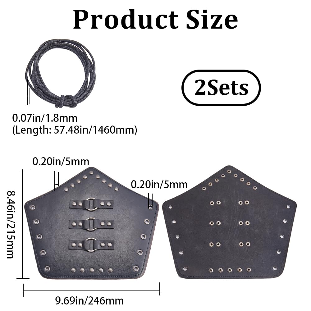 GORGECRAFT 2 PCS Noir Viking Protège-Poignets Cuir Gauntlet Bracelet Médiéval Brassards Réglable Faux Bras Garde Poignet Bande Ceinture Boucle Brassard Manchette Garde Costume pour Hommes Femmes