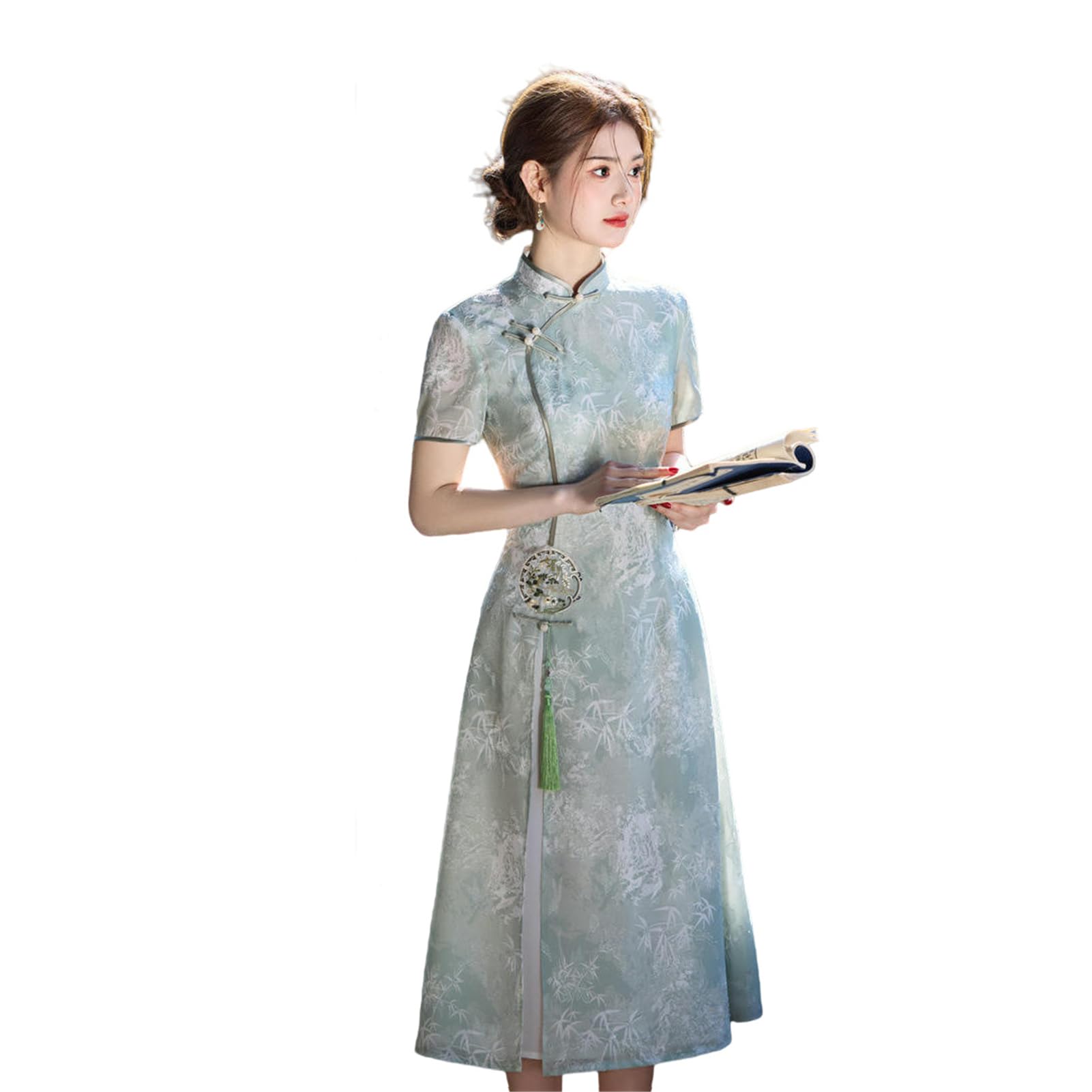 Robe Cheongsam légère doublée opaque pour silhouette affinée au printemps