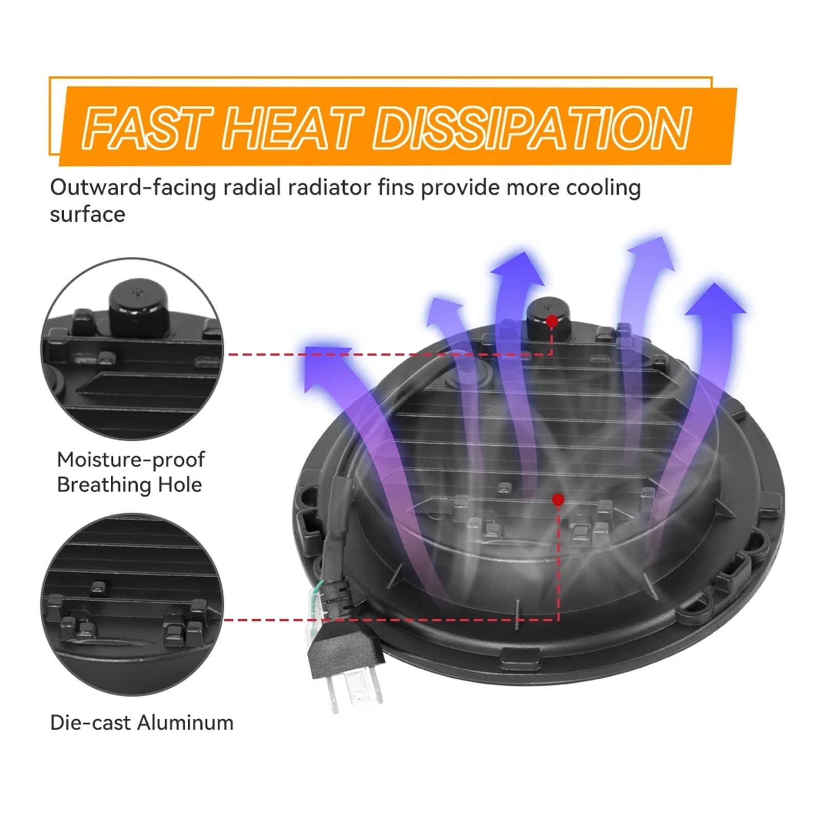 Fari Moto Faro per Moto da 7 Pollici A LED con Luci DRL Halo per Royal per Enfield per Himalayan 400 411 650 350 per Cafe per Racer Faro Motociclo(Black A)