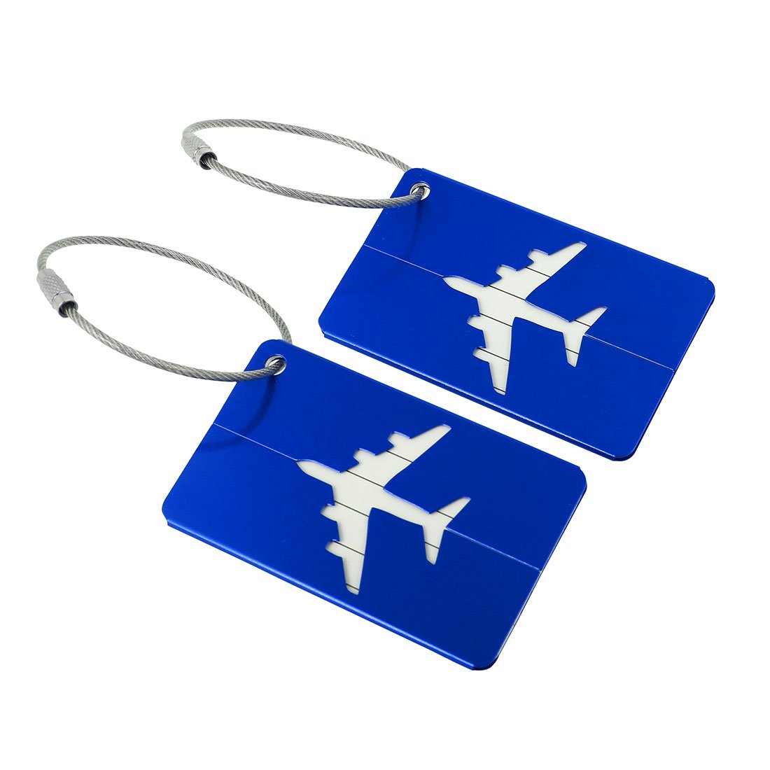 Uxcell Royal Blue Sourcingmap Luggage Tags,Metal Travel Tags Luggage Identifier Card Holder Name Address Id Labels For Baggage Suitcases,, 2 Pack