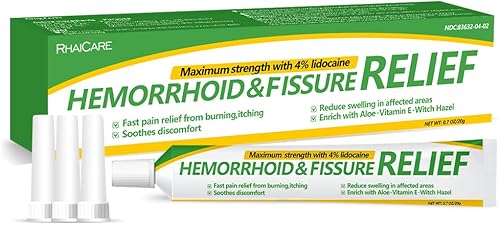 Miniatura 4 de Crema para hemorroides y fisuras, ungüento hemorroidal para picazón de acción rápida, hinchazón y alivio del dolor de máxima fuerza (1 paquete