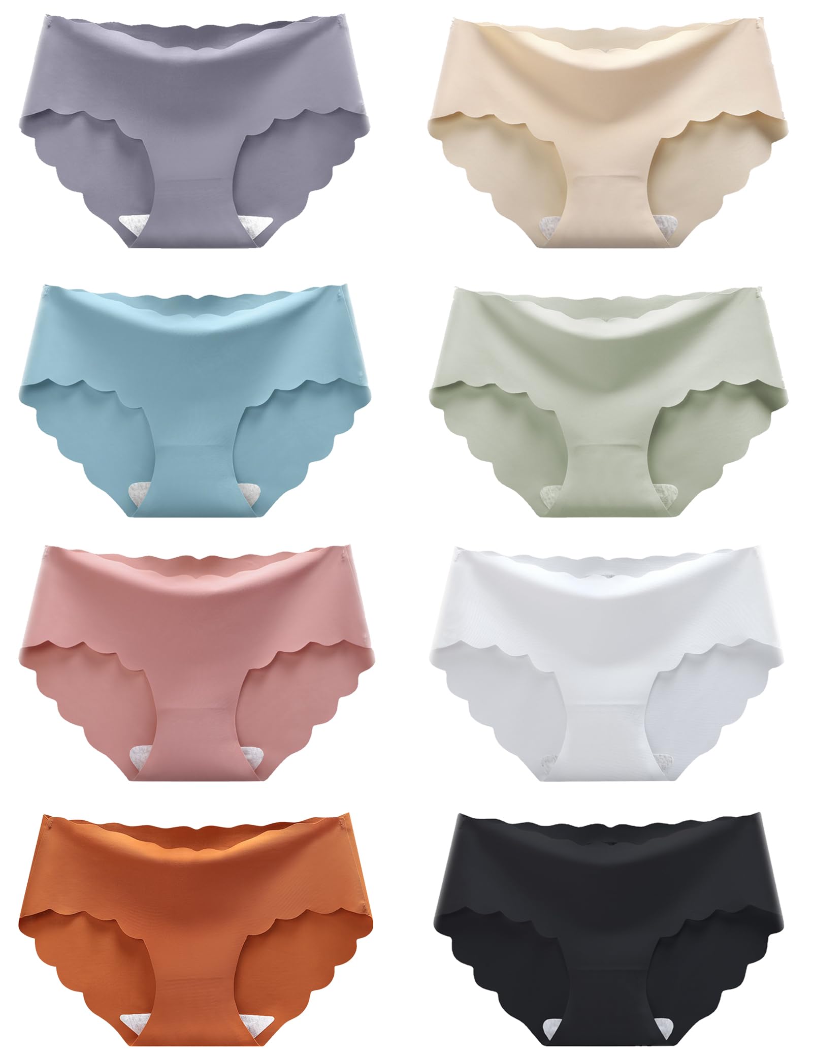 Kiench Teen Girls Seamless Underwear No Show Hipster Panties Tagless Pack of 8
