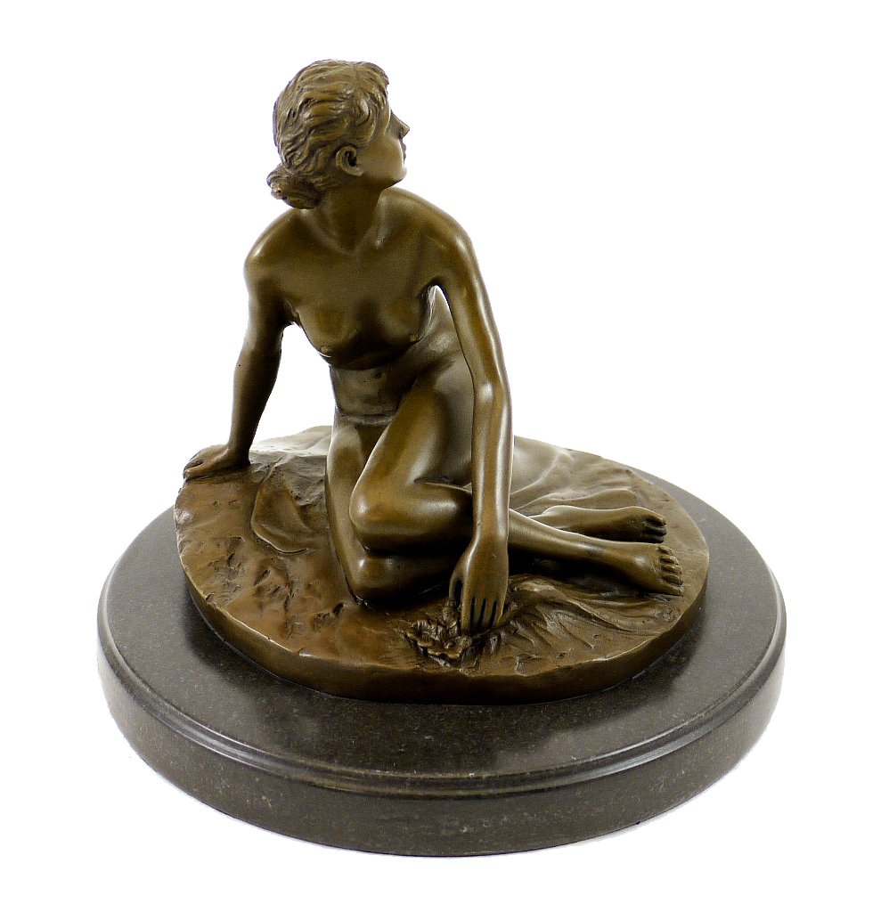Kunst & Ambiente - Jugendstil Bronzefigur - Der Frühling (1891) - signiert - Peter Breuer Skulptur - Deko Figur - Wohndeko