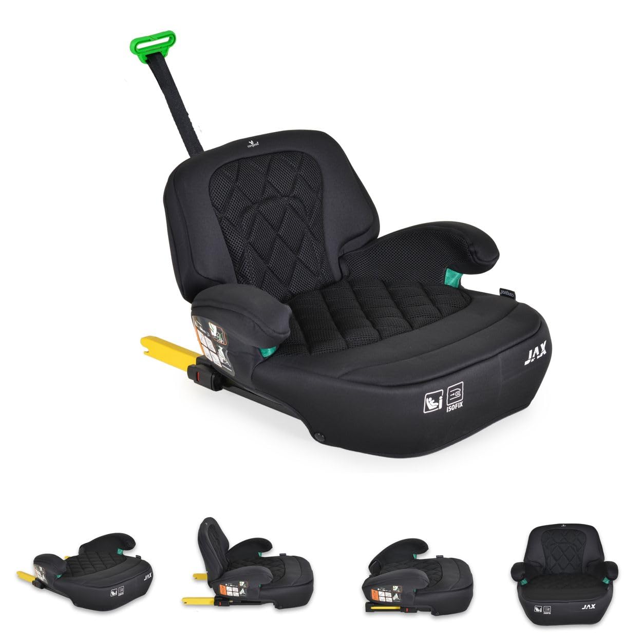 Cangaroo Kindersitz Sitzerhöhung Jax i-Size 125-150cm Gruppe 3 Isofix Top Tether schwarz