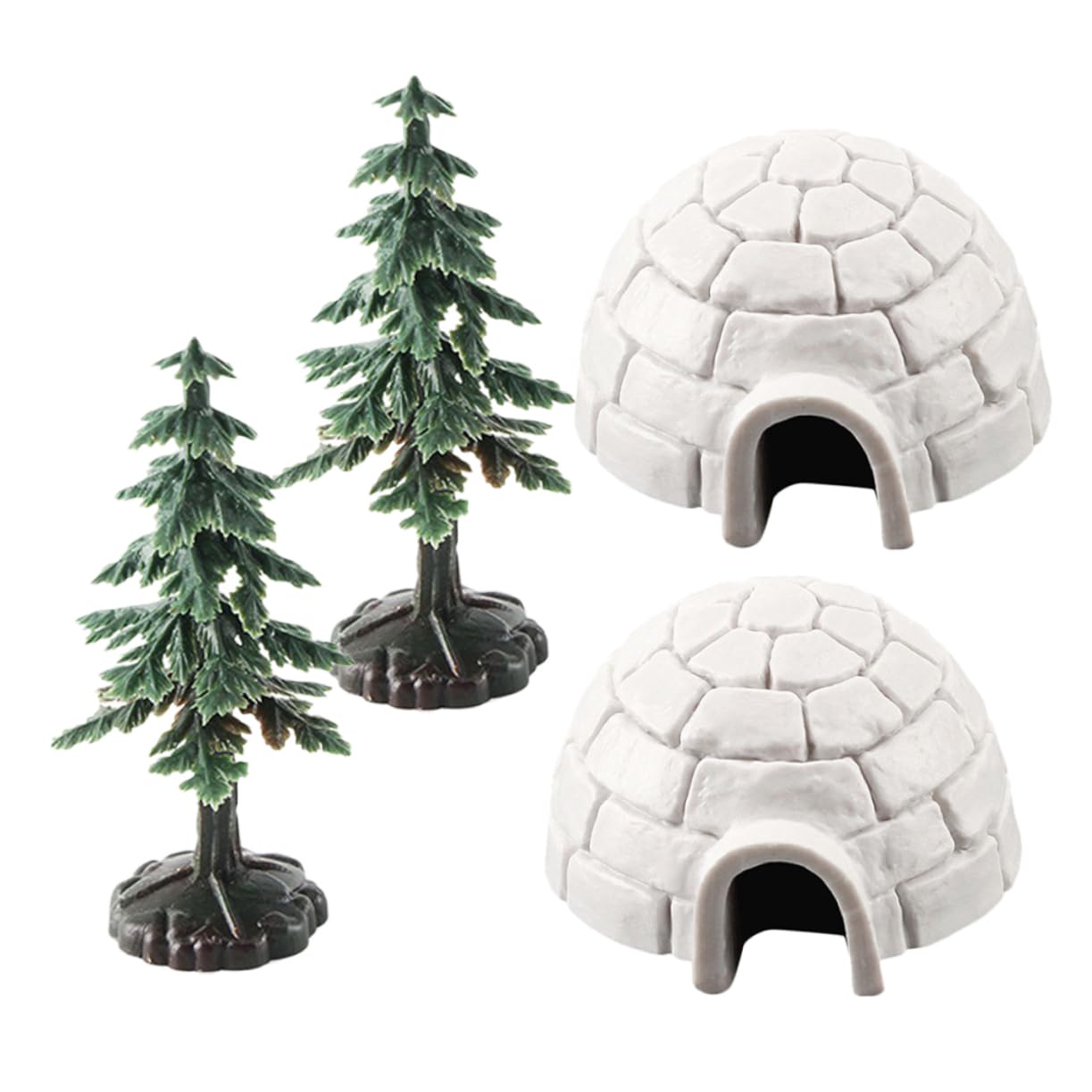KONTONTY Cartoon Style Mini Ice House Figurines Decorative Christmas Decor Ice House Statues for Home 4pcs Set