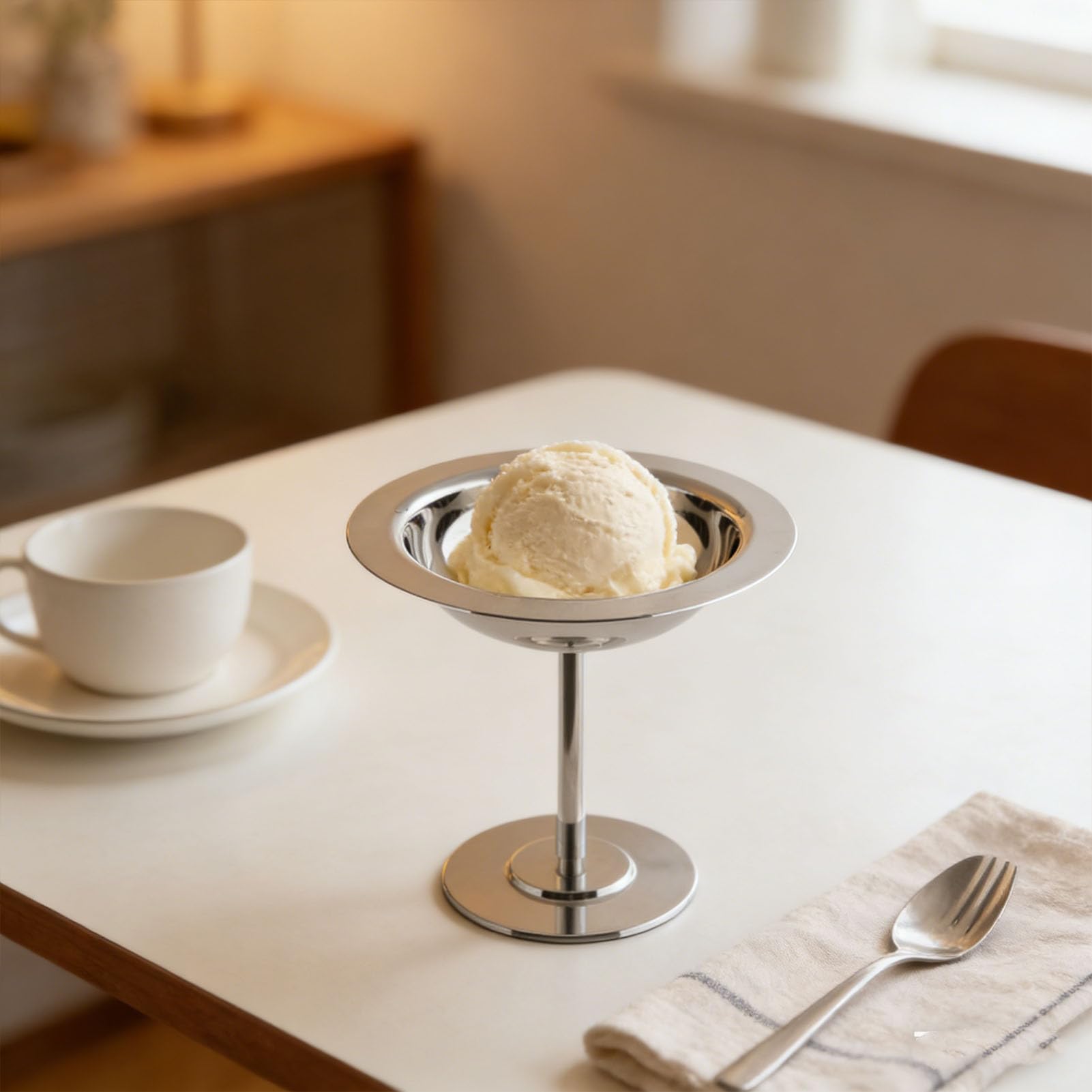 SUNGOOYUE Eisbecher, Elegante Dessertschale aus Edelstahl 304 mit Fuß für Fruchtjoghurt-Pudding auf Partys in Privatrestaurants