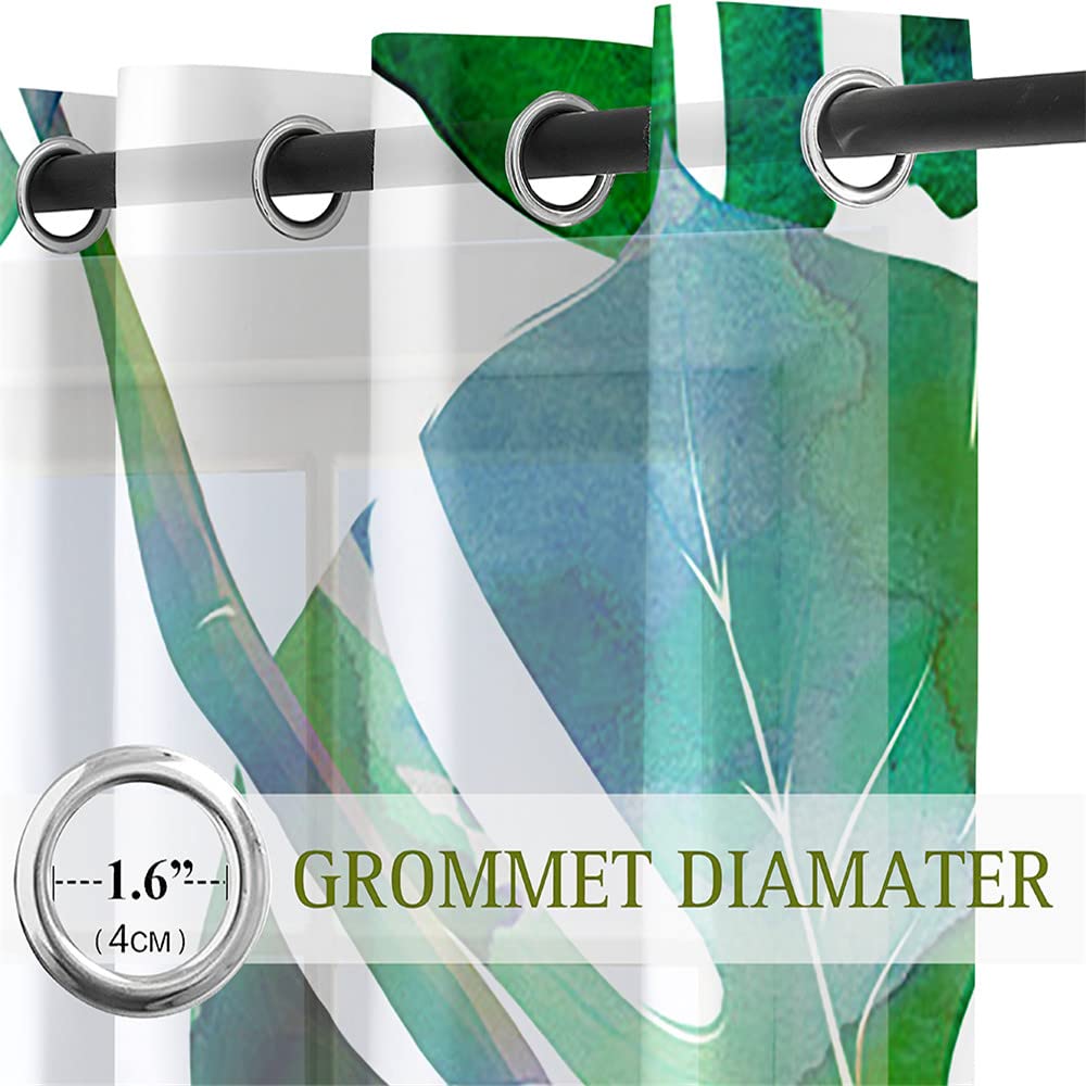 Odot Voile transparante gordijnen voor woonkamer set van 2 groene