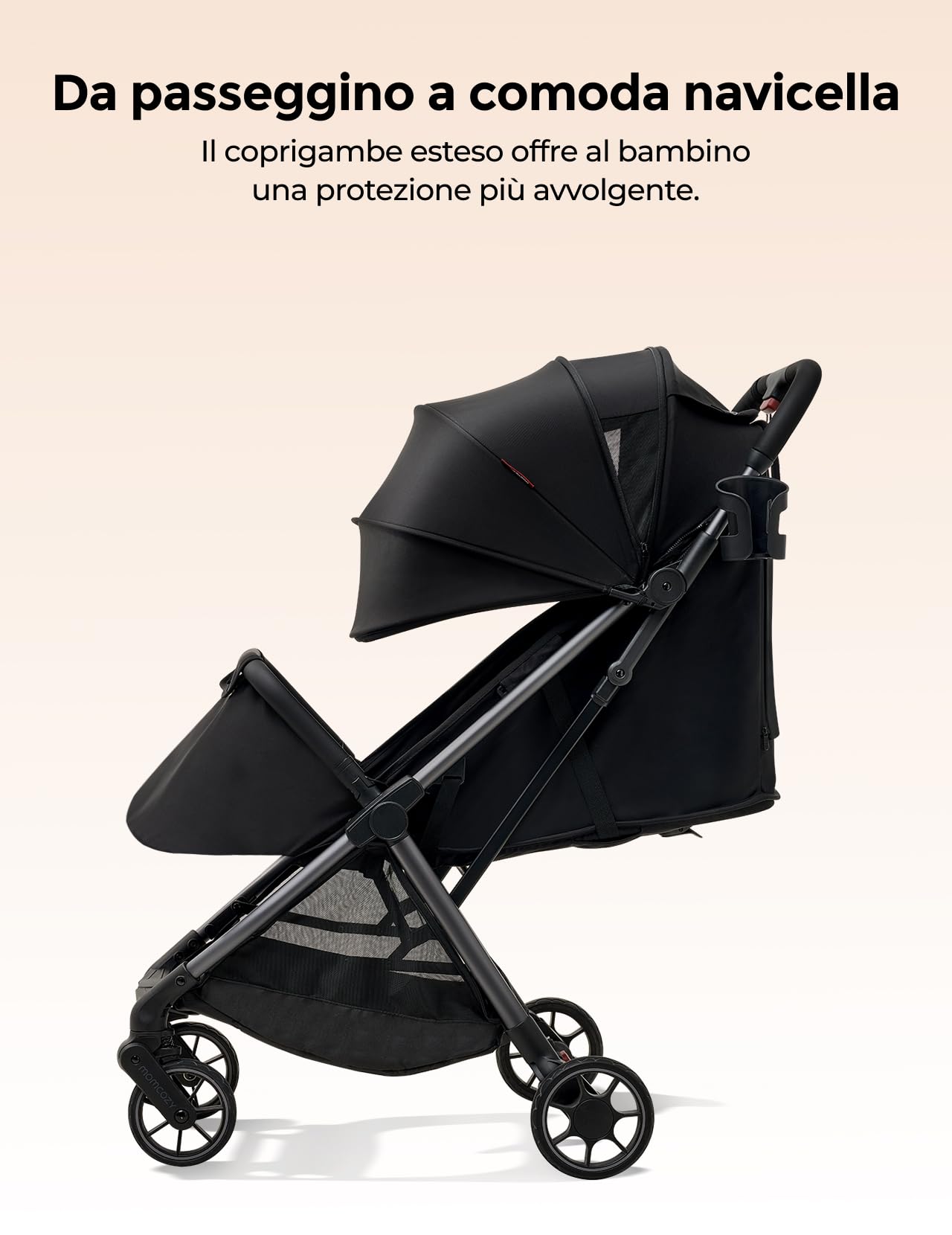 Momcozy ClickGo Passeggino Leggero, 0+ Mesi, Passeggino da Viaggio Compatto per Aereo con Chiusura a un Clic, Ampia Capotte Estensibile UPF50+