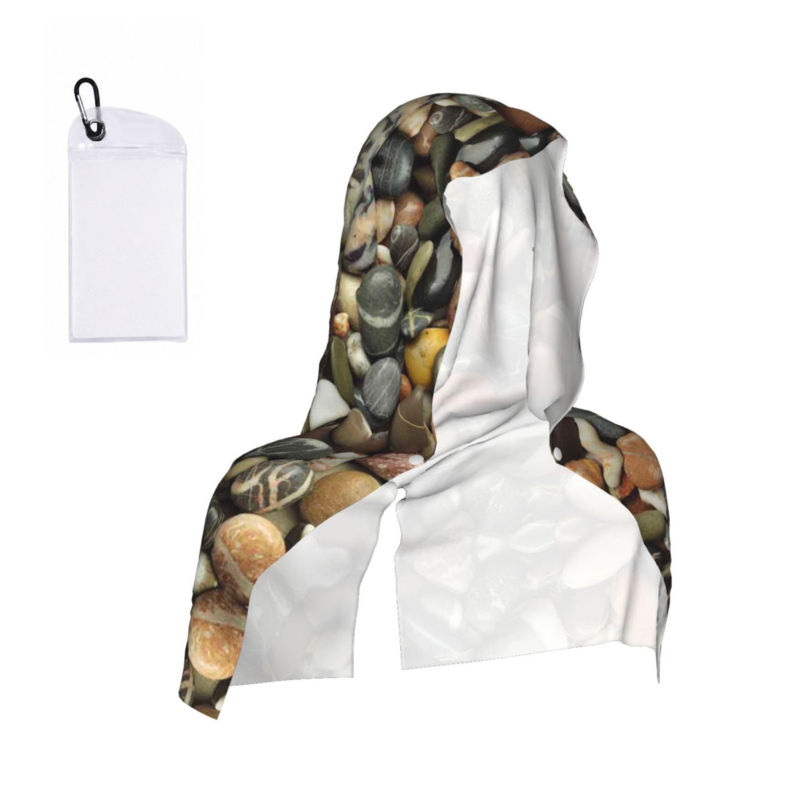 WXWJSHMGC Cobble Print Cooling Hoodie Towel, Cooling Towels For Neck And Face Sun Protection Instant Cool Hoodie(Sport/Camping/Work Out/Hot Weather)