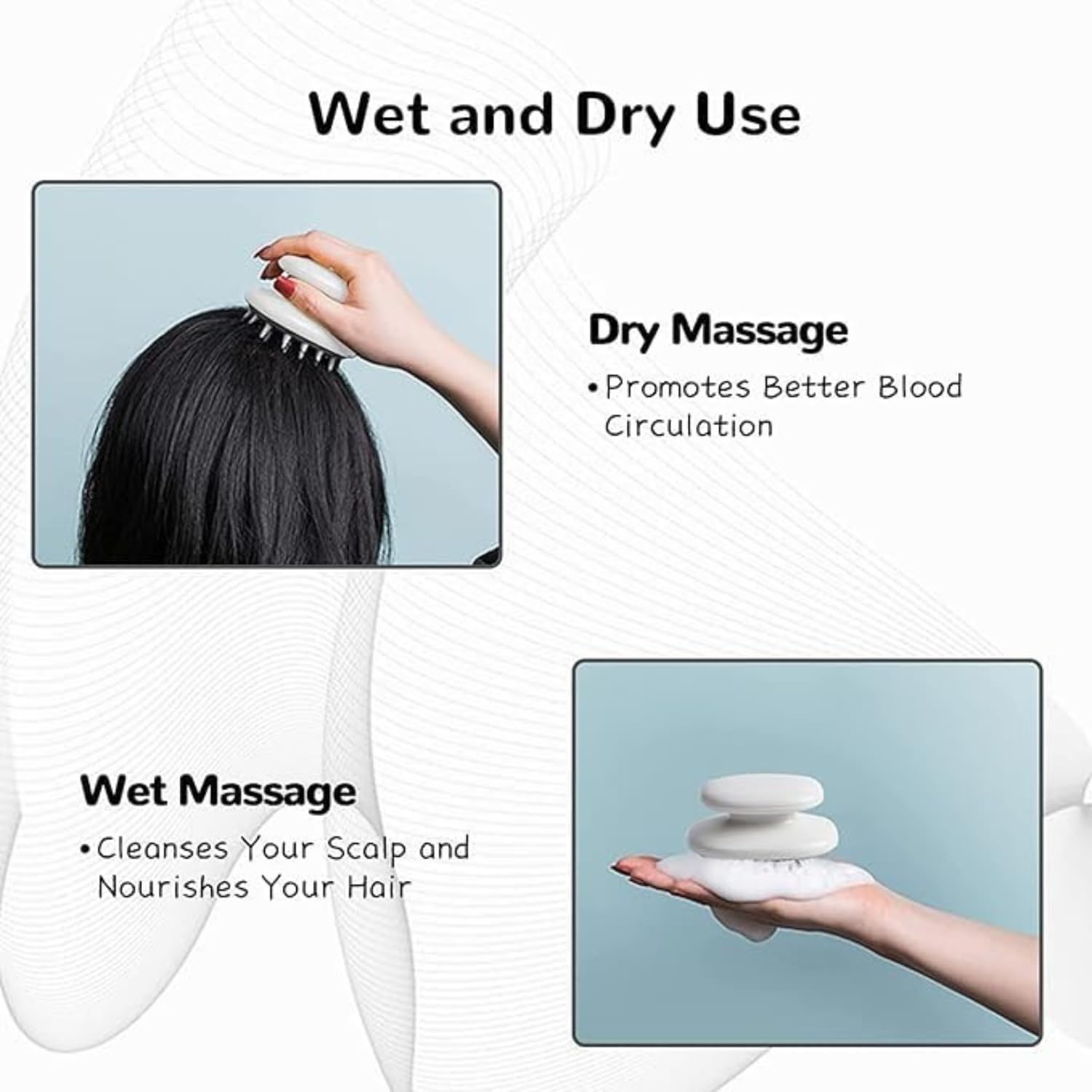 SwissHome Silicone Bristle Hair Scalp Massager Brush for Gentle Anti-Dandruff Exfoliation and Scalp Care - Soothing and Invigorating Shampoo Brush |White|(PACK OF 1) 2