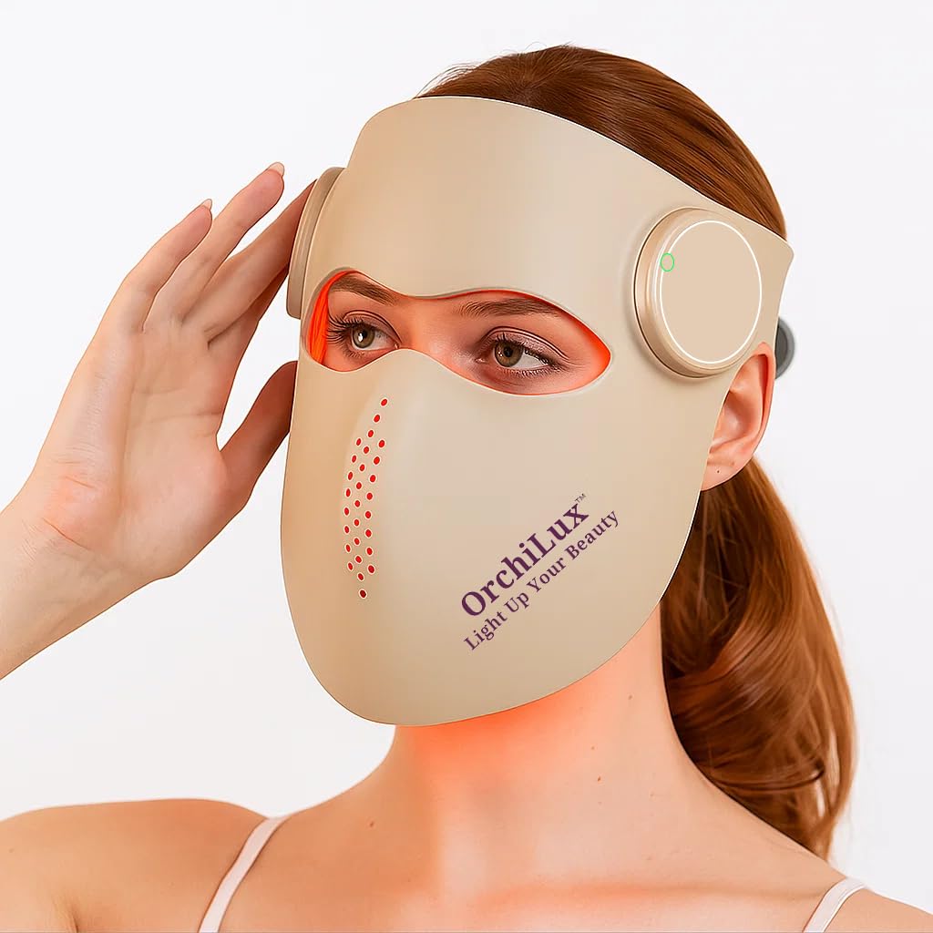 Cordless LED Red Light Therapy Mask for Face 3-Wavelength Red Blue Infrared Skincare for Radiance Rejuvenation Anti-Aging Anti-Acne