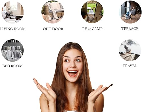 Miniatura 7 de Cotton Clinic Manta de cama de punto gofre 100% algodón, para todas las estaciones, suave, transpirable, ligera, capa perfecta para sofá, cama,