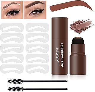 Eyebrow Stencil Kit - Eyebrow Stamp Stencil Kit - Waterproof Brow Stamp Shaping Kit, 3 in 1 Hairline Shadow Powder, Eyebrow Makeup Tools with 10 Reusable Eyebrow Stencils