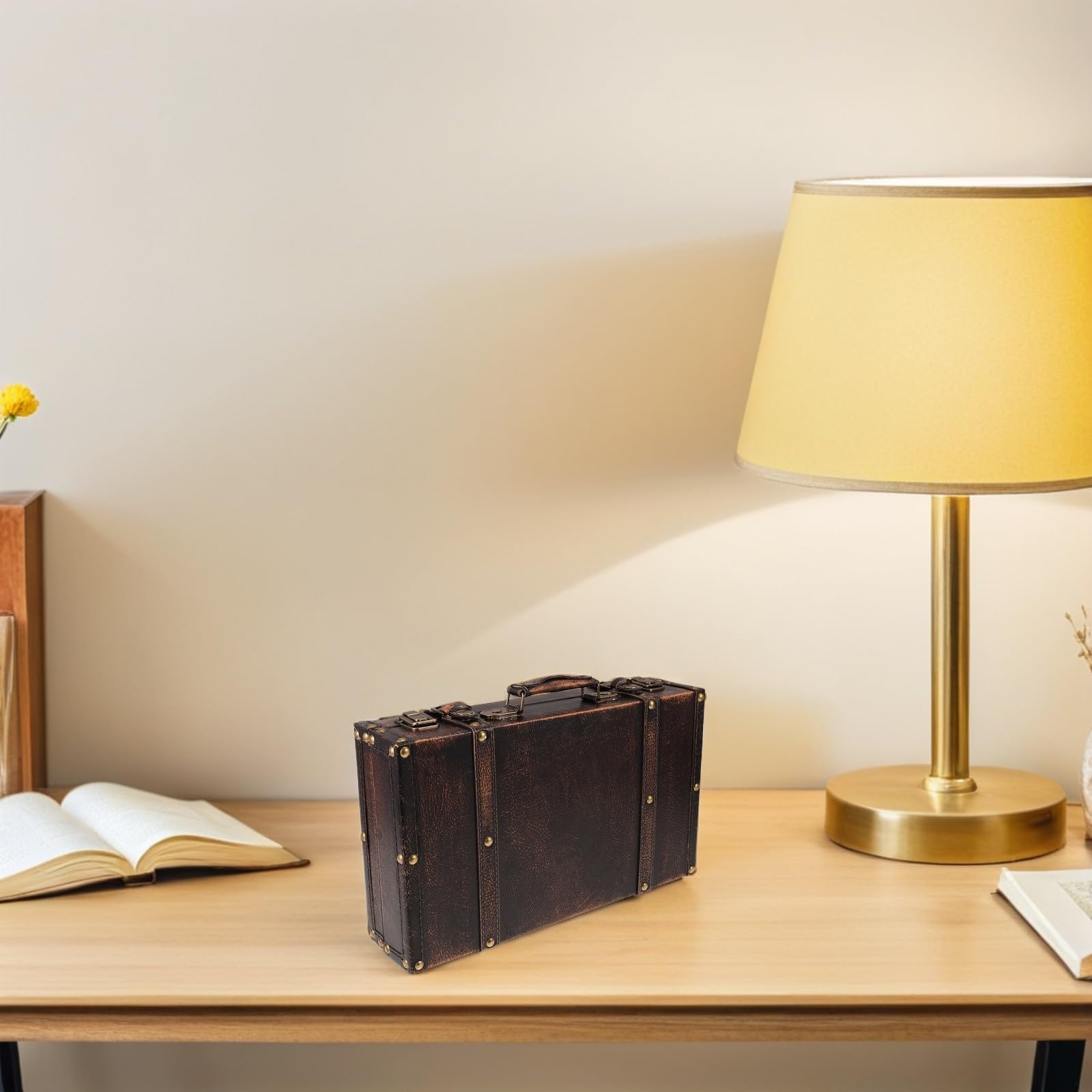 PRETYZOOM Vintage Handkoffer Dekobox und Pu Braun für Wohnzimmer