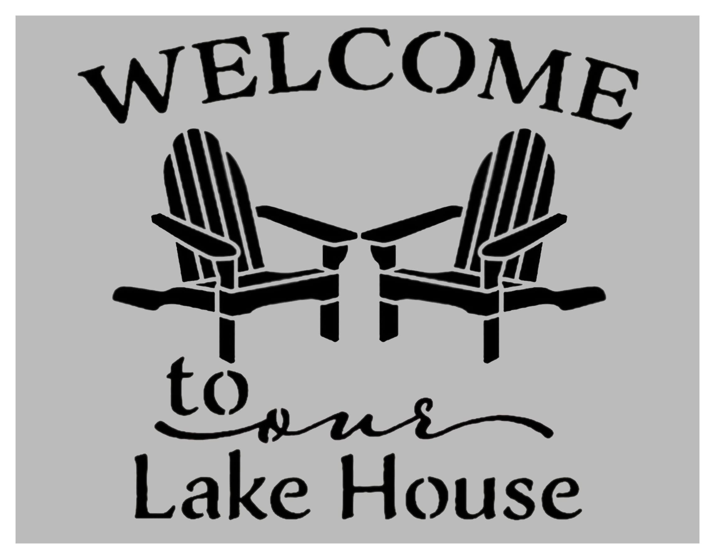 Welcome to Our Lake House Reusable Stencil (8.5" x 11" Sheet) for Painting on Walls, Wood, Arts and Crafts (My Custom Stencils)