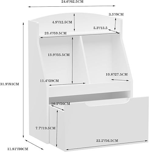 Miniatura 3 de Estantería para niños, estante para libros para niños con cajones con ruedas, organizador de almacenamiento de juguetes, estantería para habitación